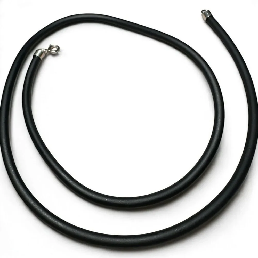 22” Black Cord Necklace - Unisex | 925 Silver Clasp | Minimalist | Great…